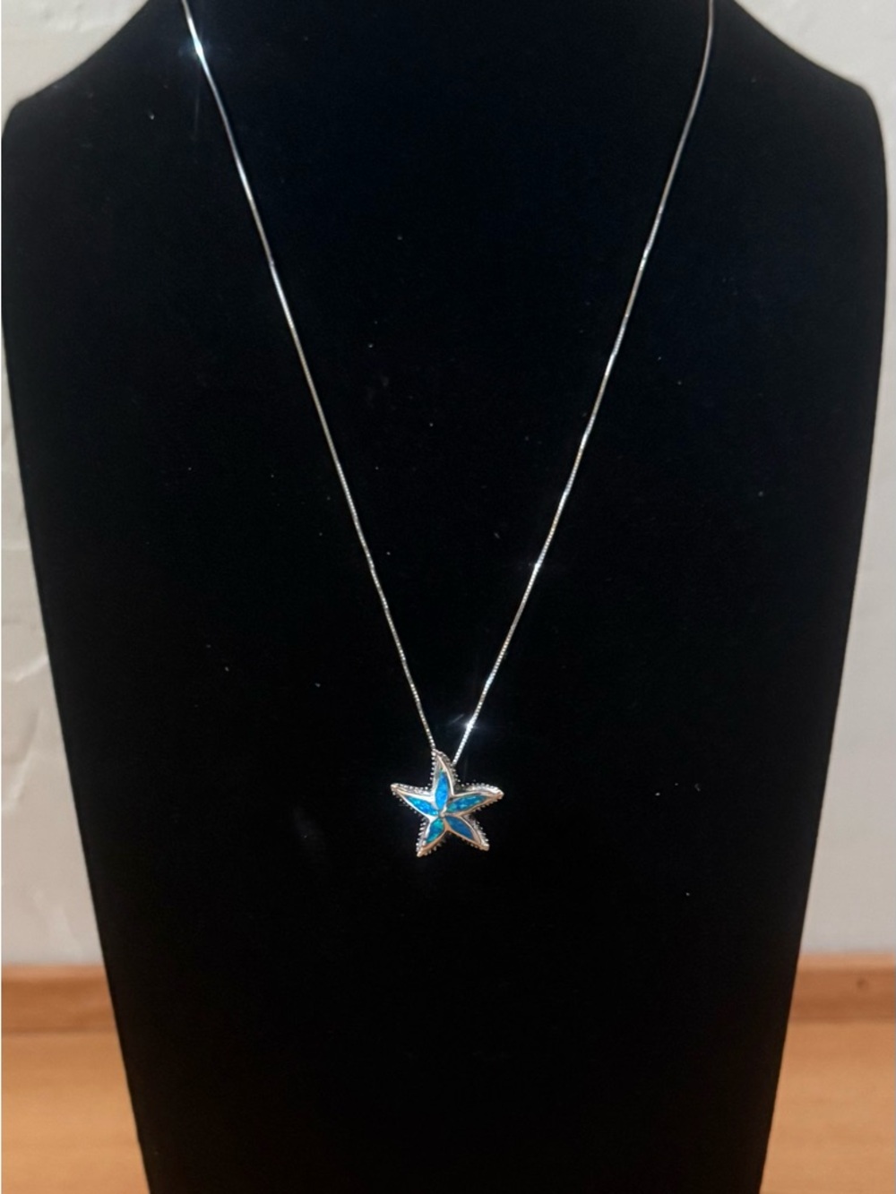 Blue Starfish Pendant Necklace – Silver Tone 18” Chain | Coastal Beach Style